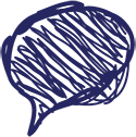blue thought bubble on verbal beginnings careers page