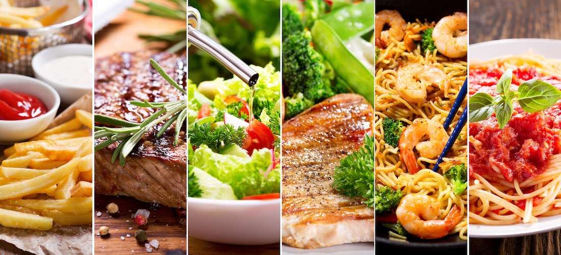 collage of food products