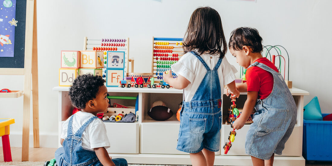 Young children enjoying in the playroom